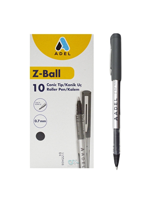 Adel Z-Ball Roller Kalem 0.7 mm Siyah 10 Adet