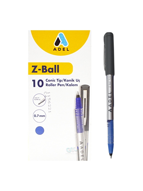 Adel Z-Ball Roller Kalem 0.7 mm Mavi 10 Adet