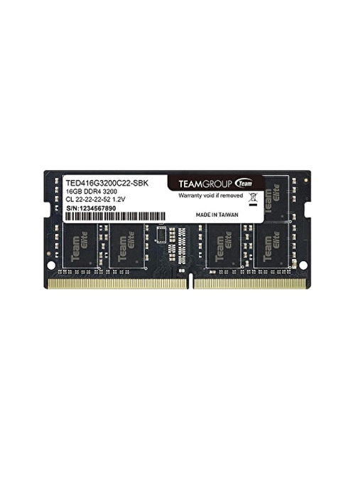 Team Elite 16GB (1x16GB) 3200MHz CL22 DDR4 Notebook SODIMM Ram (TED416G3200C22-S01)