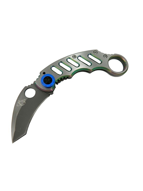 X05BL Gümüş Karambit 17 cm - Metal Saplı, Manuel