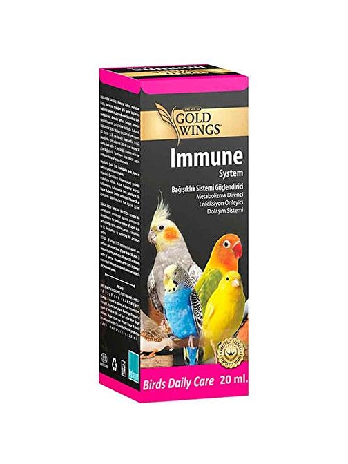 Gold Wings Premium Immune System Kuşlar için Bağışıklık Sistemi Güçlendirici Sıvı Vitamin 20 Ml