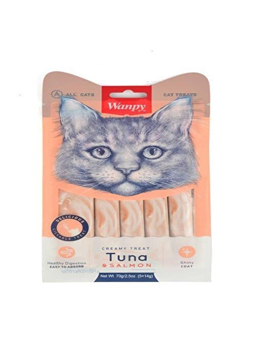 Wanpy Ton Balıklı ve Somonlu Krema Kedi Ödülü 5x14 Gr