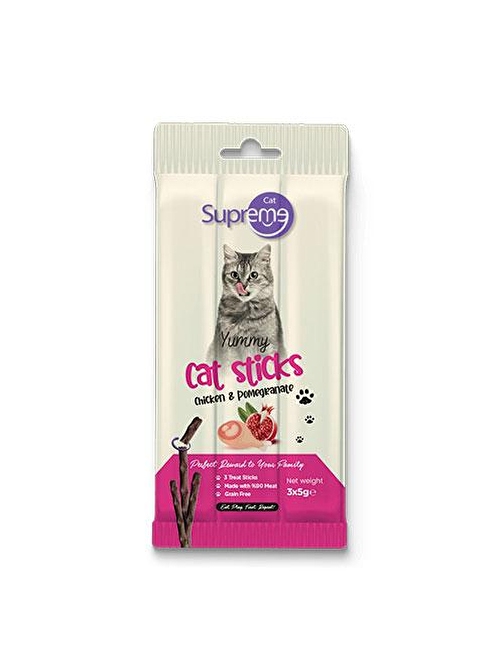 Supreme Cat Sticks Tavuklu ve Narlı Yetişkin Kedi Ödül Çubuğu 3x5 Gr