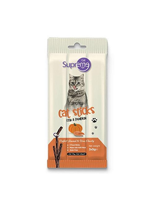 Supreme Cat Sticks Tonbalıklı ve Bal Kabaklı Yetişkin Kedi Ödül Çubuğu 3x5 Gr