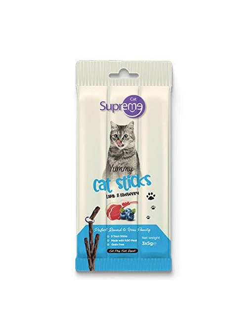 Supreme Cat Sticks Kuzulu ve Yaban Mersinli Yetişkin Kedi Ödül Çubuğu 3x5 Gr