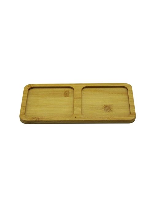 DİKDÖRTGEN - 2 BÖLMELİ - 10X19.5CM  AHŞAP BAMBU YAĞDANLIK ALTLIK (3877)