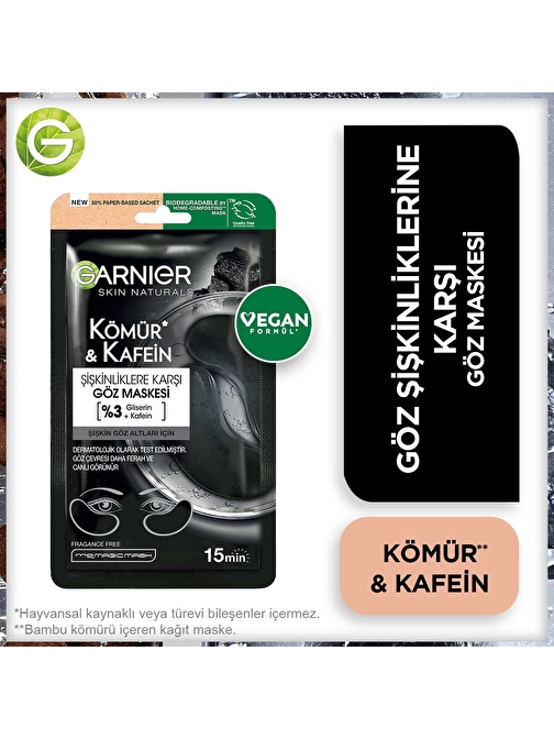 Garnier Göz Şişkinliklerine Karşı Kömür&Kafein Göz Maskesi