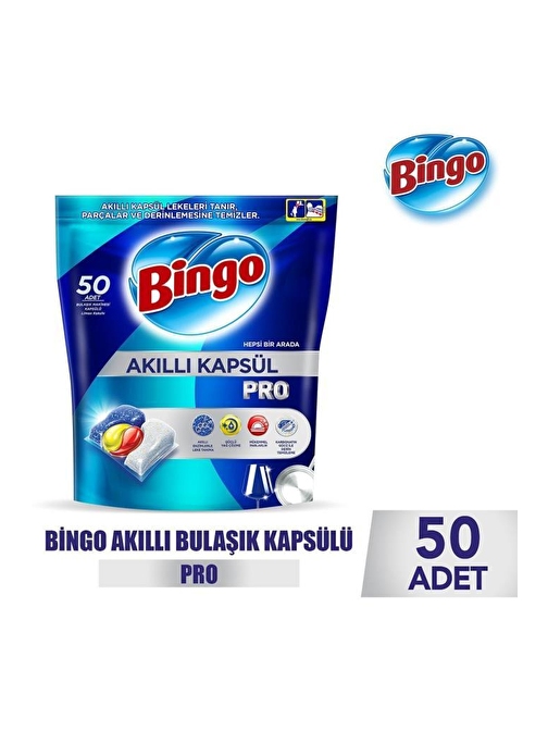 Bingo Akıllı Kapsül Pro Bulaşık Makinesi Deterjanı Tableti 50'li