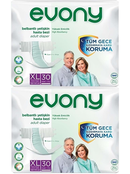 Hasta Bezi Yetişkin Bel Bantlı Tekstil Yüzey Extra Large- Ekstra Büyük Boy 60 Adet (2pk*30)