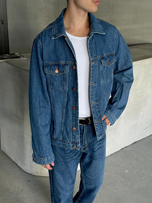 Erkek Oversize Denim Ceket