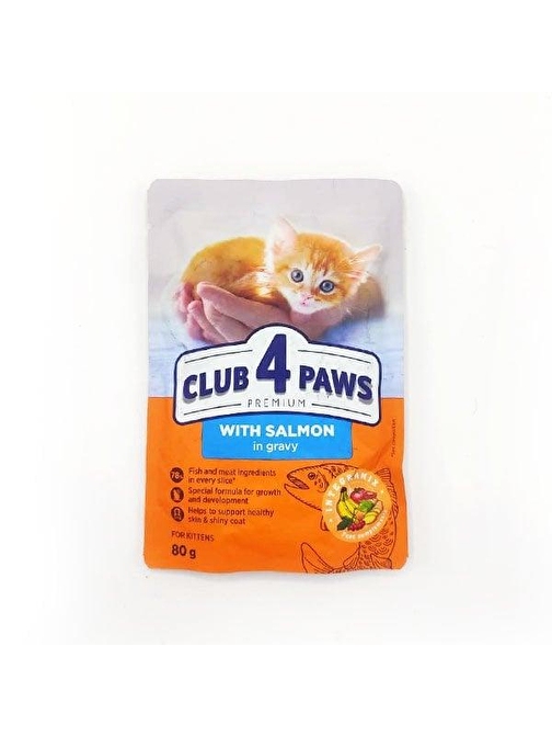 Club4Paws Premium Somonlu Konserve Yavru Kedi Maması 80 Gr