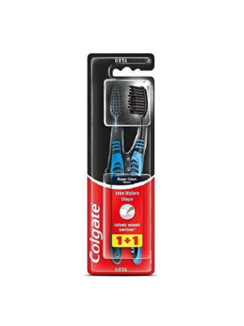 Colgate Super Clean Black 1+1 Diş Fırçası Orta