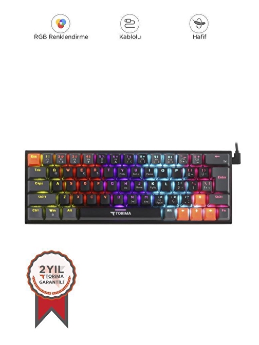 Torima TK-06 Mekanik Rgb Işıklı Kablolu Q Klavye Siyah 