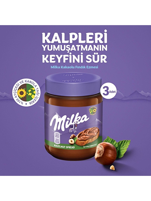 Milka Sürülebilir Kakaolu Fındık Ezmesi 350 gr - 3 Adet