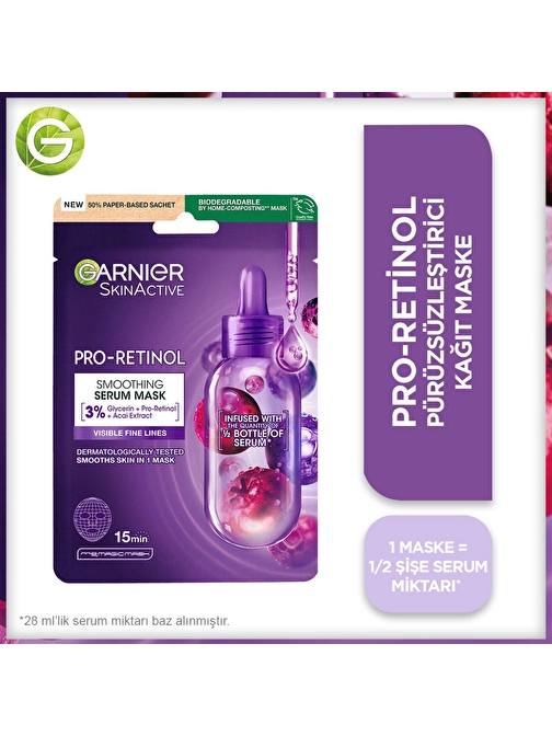 Garnier Pro-Retinol Pürüzsüzleştirici Kağıt Maske