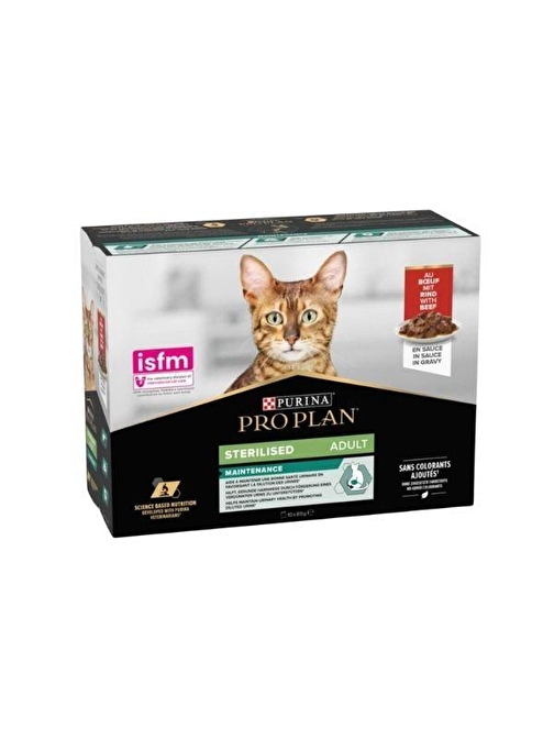 Pro Plan Sığır Etli Pouch Kısırlaştırılmış Konserve Kedi Maması 10 Adet 85 Gr