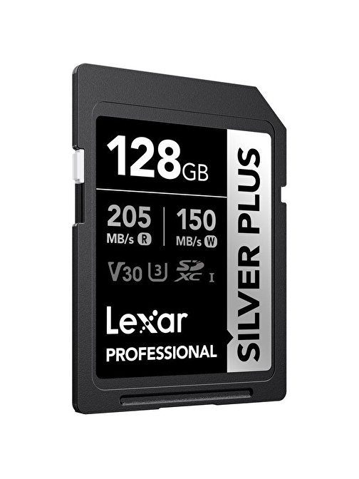 128GB LEXAR LSDSIPL128G-BNNNG PROFESSIONAL SILVER PLUS SDXC UHS-I CARDS UP TO 205MB/S READ 150MB/S W