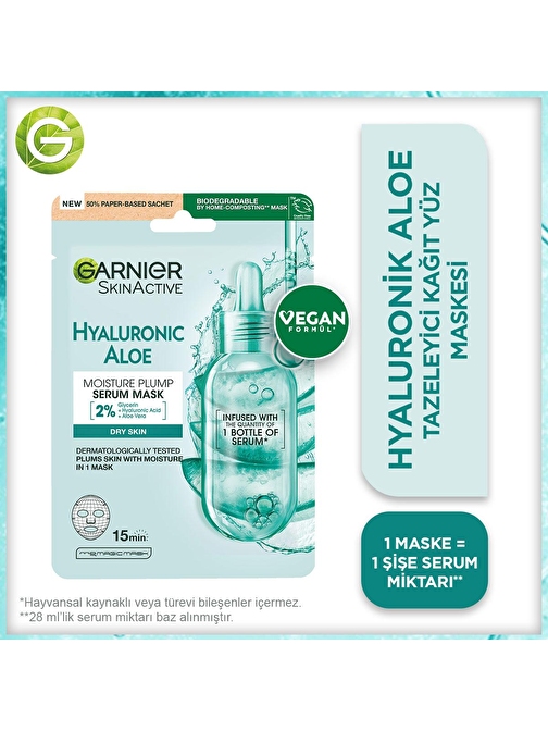 Garnier Hyaluronik Aloe Tazeleyici Kağıt Yüz Maskesi