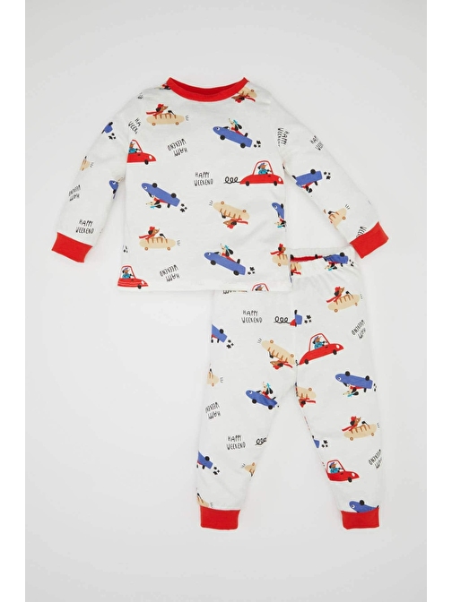 Erkek Bebek Desenli Uzun Kollu Penye Pijama Takımı D3557A524WN