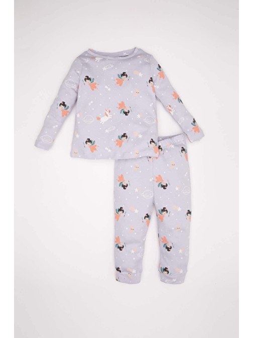 Kız Bebek Desenli Uzun Kollu Pijama Takımı D3622A524WN