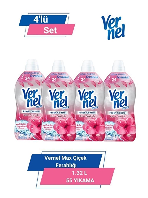 VERNEL MAX ÇİÇEK FERAHLIĞI 1.32L 55 YIKAMA  4'lü Set