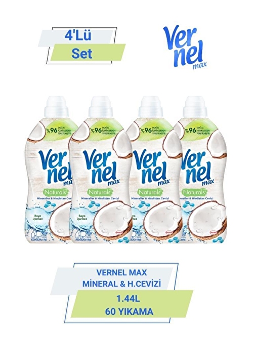 VERNEL MAX MİNERAL&H.CEVİZİ 1.44L 60 YIKAMA  4'Lü  set