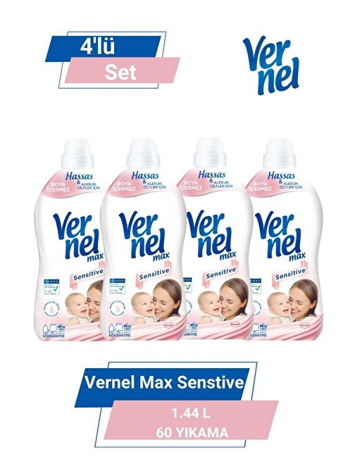 VERNEL MAX TAZE SENSİTİVE 1.44L 60 YIKAMA  4'lü Set