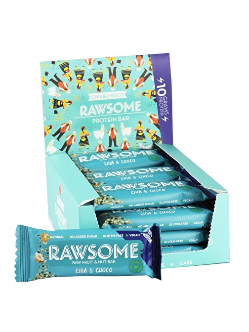 Rawsome Çiya ve Kakao Çekirdekli Protein Bar 40 Gr. 16 Adet (1 Kutu)