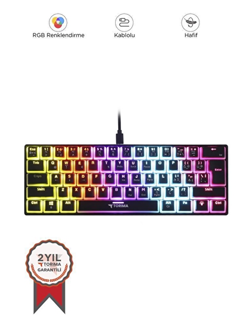 Torima TK-04 Siyah Mekanik Rgb Işıklı Kablolu Q Klavye