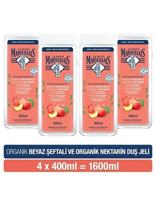 Le Petit Marseillais Şeftali ve Nektarin Duş Jeli 400 ml x 4 Adet