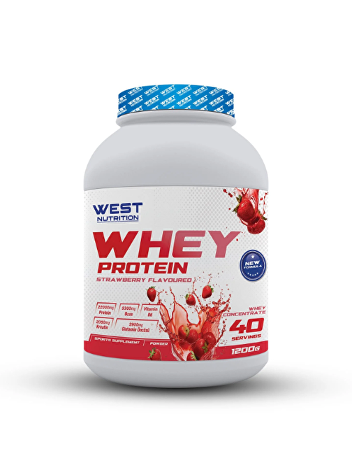 West  Whey Protein 1200 gram 40 Servis - Çilek