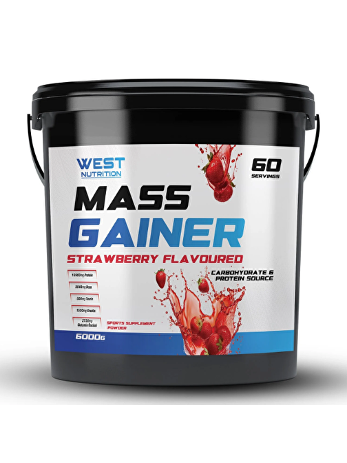 West Mass Gainer Karbonhidrat Tozu 6000 gr 60 Servis Çilek