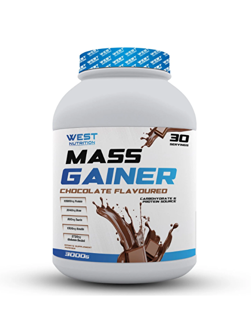 West Mass Gainer Karbonhidrat Tozu 3000 Gr 30 Srv-Çikolata