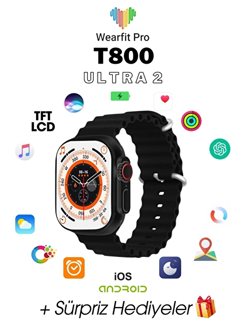 IMEXTECH  T-800 ULTRA 2 Akıllı Kol Saati 49mm TFT Ekran SİYAH