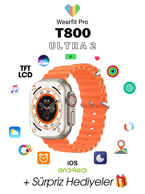 Wearfitpro Wearfit T-800 Ultra 2 Akıllı Kol Saati 49mm Tft Ekran (GRİ)