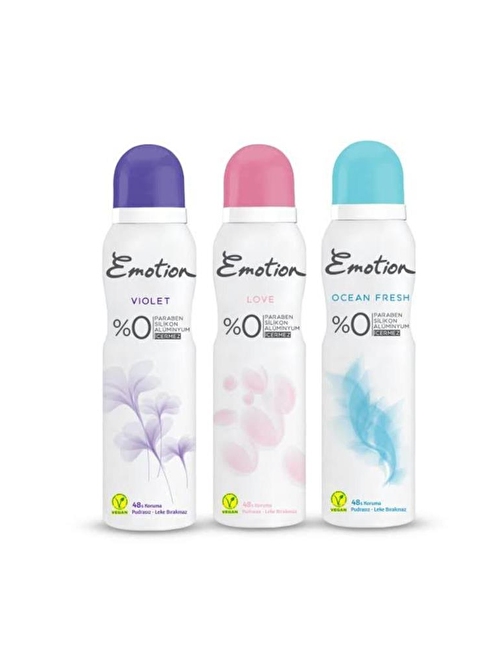 Emotion Kadın 3'lü Deodorant Seti (Ocean Fresh, Love, Violet)