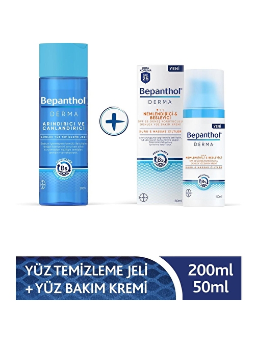 Bepanthol Derma Nemlendirici & Besleyici Spf 25 Günlük Yüz Kremi 50ML + Derma Arındırıcı & Canlandırıcı Günlük Yüz Temizleme Jeli 200ML