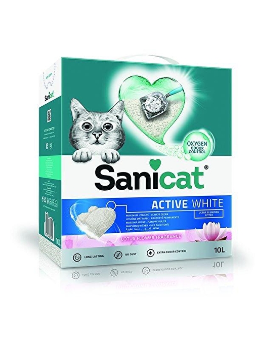 Sanicat Active White Lotus Çiçeği Kokulu Doğal Kedi Kumu 10 Lt - Petshopundan