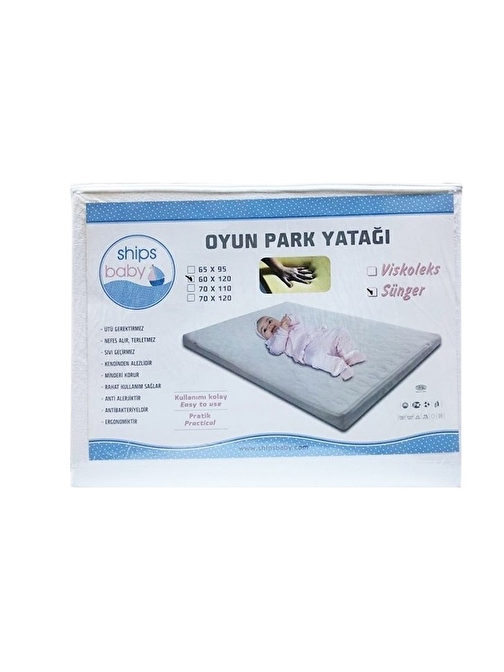 Ships Baby Alezli Su Geçirmez Oyun Parkı Yatağı 60x120 - Oyun Park Yatağı