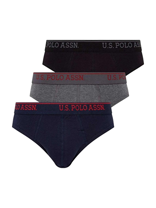 U.S. Polo Assn. Erkek 3'lü Slip Siyah - Antrasit - Lacivert