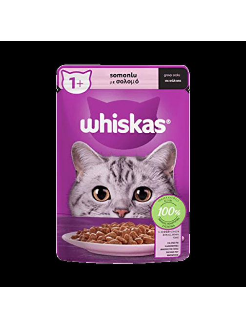 Whiskas Pouch Sos İçinde Somonlu Yetişkin Kedi Konservesi 85gr - Petshopundan