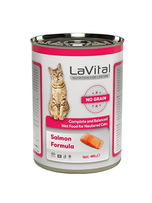 Lavital Sterilised Tahılsız Somonlu Kısır Konserve Kedi Maması 400 Gr - Petshopundan