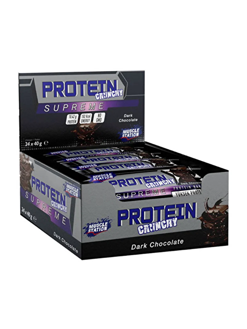 Muscle Station Supreme Protein Bar Crunch DARK CHOCOLATE 40 G x 24 Adet