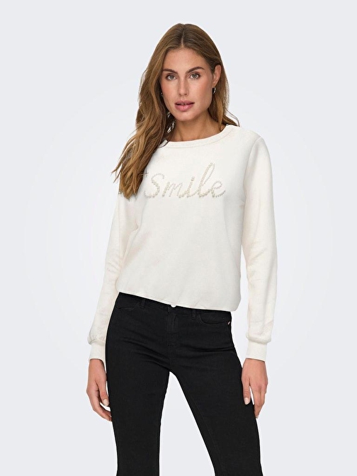 Only Onlamy Lıfe L/S O-Neck Pearl Swt Kadın Sweat 15331042 Cloud Dancer