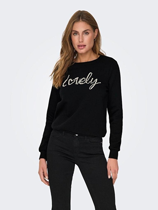 Only Onlamy Lıfe L/S O-Neck Pearl Swt Kadın Sweat 15331042 Black