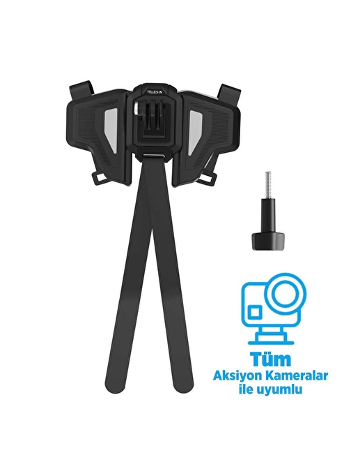 GoPro Motor Kask Çene Bağlantı Aparatı Gümüş Gri  (GoPro Hero13 Black,Hero12 Black,Hero11,Hero10/9/8/Max 360/Osmo Action)