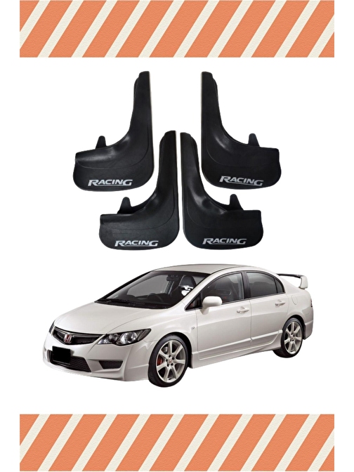 Honda Civic 2007-2012 Racing Yazılı 4'Lü Tozluk Çamurluk Paçalık