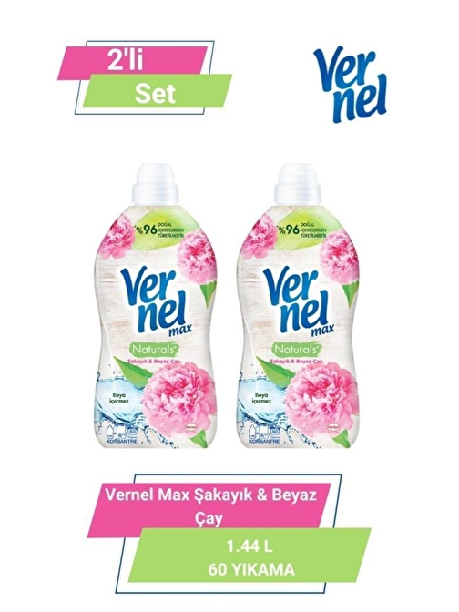 Vernel Max Konsantre Çamaşır Yumuşatıcısı Şakayık Ve Beyaz Çay 2 x 1440 ML