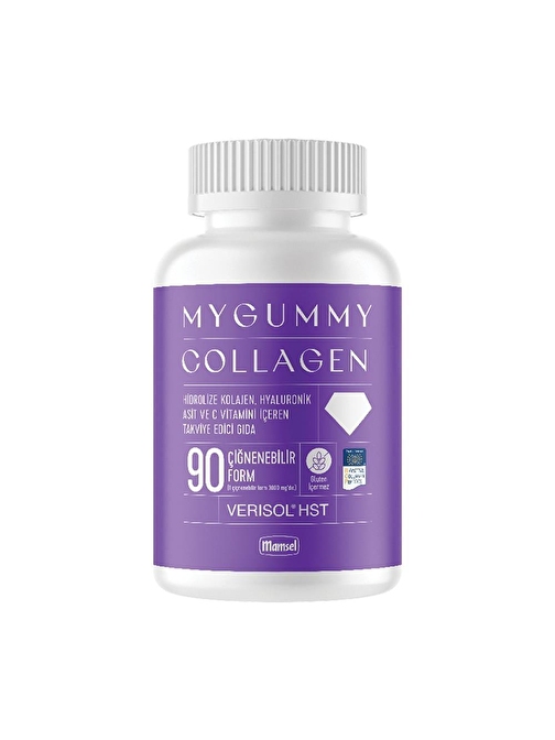 Mygummy Collagen Hidrolize Kolajen, Hyaluronik Asit ve C vitamin İçeren Takviye Edici Gıda 90 Çiğnenebilir Form 00735