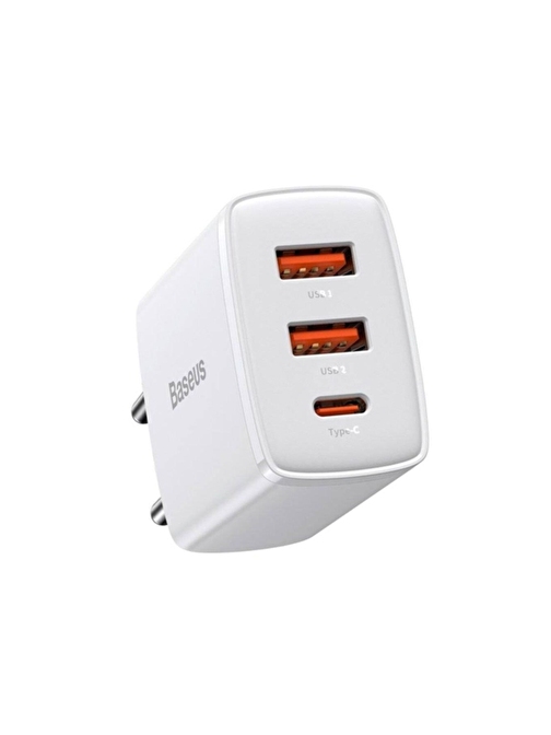 Compact 30w 2 Usb + Type-c Çıkışlı Hızlı Şarj Başlığı Beyaz